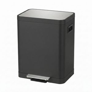 פח פדל מלבני JAVA 50 ליטר (סגירה שקטה) – טיטניום ומכסה כסוף