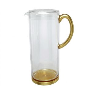 קנקן אקרילי גלילי עם ידית ותחתית בגימור זהב
