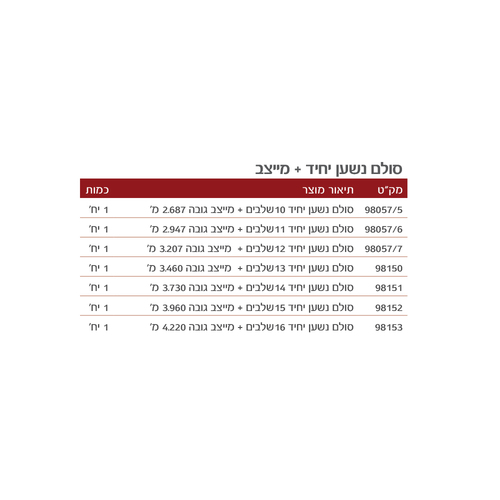 סולם נשען יחיד 15 שלבים עם מייצב-T