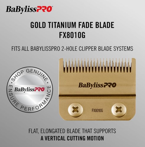 סכין פייד מקורית מטיטניום מוזהב BaBylissPRO FX8010G למכונות תספורת