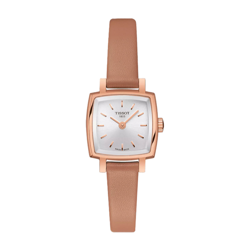 שעון TISSOT דגם T0581093603101 לאישה לוח כסוף רצועת עור בצבע ורוד