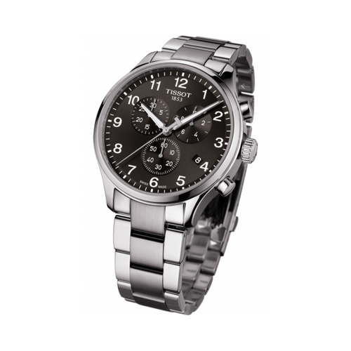שעון TISSOT דגם T1166171105701 לגבר לוח שחור רצועת פלדת אל-חלד בצבע אפור – תמונה 2