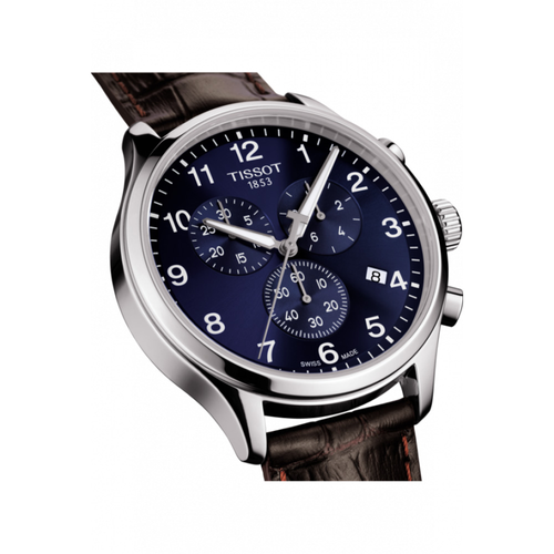 שעון TISSOT דגם T1166171604700 לגבר לוח כחול רצועת עור בצבע חום – תמונה 2