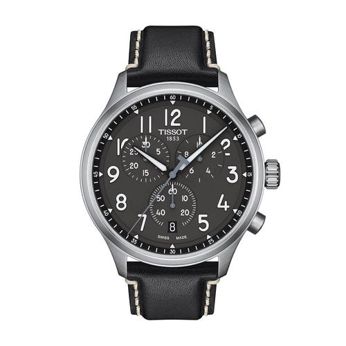 שעון TISSOT דגם T1166171606200 לגבר לוח שחור רצועת עור בצבע שחור