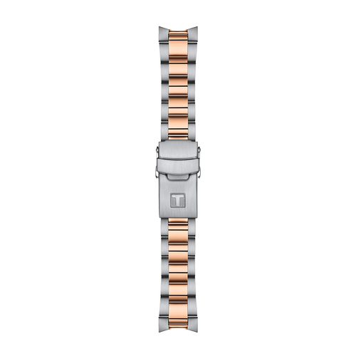 שעון TISSOT דגם T1202102205101 לאישה לוח שחור רצועת פלדת אל-חלד בצבע אפור ורוז גולד – תמונה 2