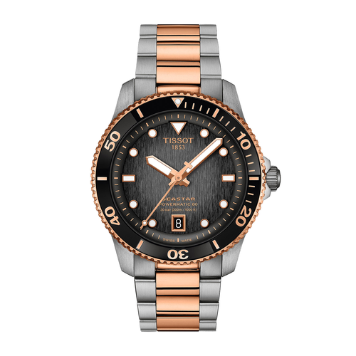 שעון TISSOT דגם T1208072205101 לגבר לוח אפור רצועת פלדת אל-חלד בצבע כסף