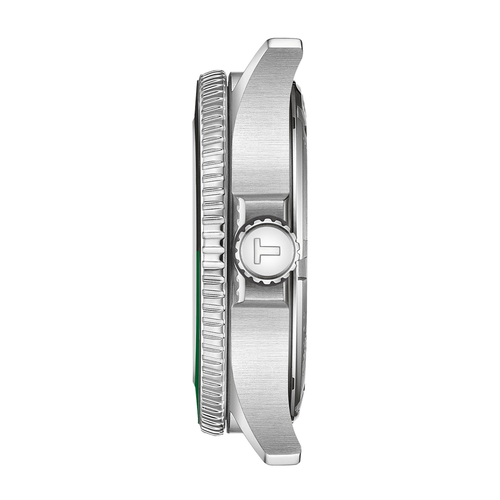 שעון TISSOT דגם T1208521105100 לגבר לוח שחור רצועת פלדת אל-חלד בצבע אפור – תמונה 4