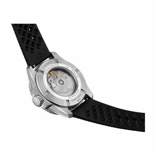 שעון TISSOT דגם T1209071728100 לגבר לוח כתום רצועת גומי בצבע שחור – תמונה 4