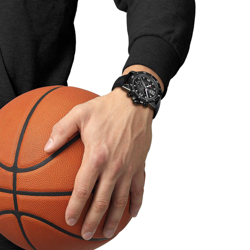 שעון TISSOT דגם T1256173706700 לגבר לוח אפור רצועת עור בצבע שחור – תמונה 2