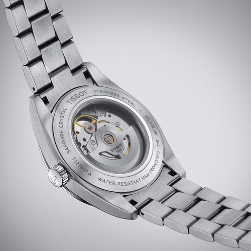 שעון TISSOT דגם T1274071103101 לגבר לוח כסף רצועת פלדת אל-חלד – תמונה 3