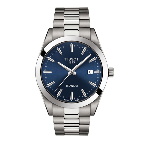 שעון TISSOT דגם T1274104404100 לגבר לוח כחול רצועת טיטניום