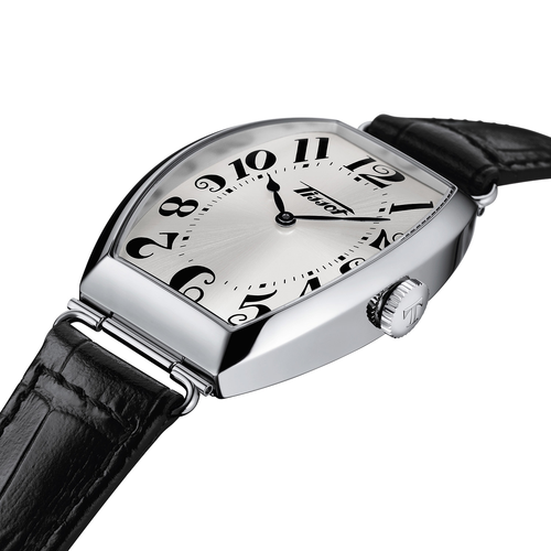 שעון TISSOT דגם T1285091603200 לגבר לוח כסף רצועת עור בצבע שחור – תמונה 2