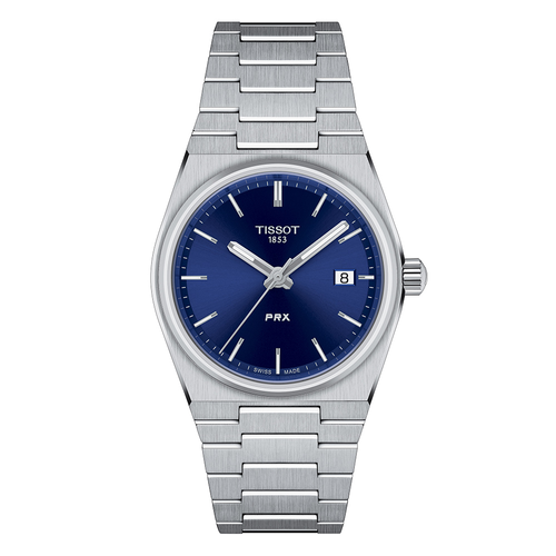 שעון TISSOT דגם T1372101104100 לאישה לוח כחול רצועת פלדת אל-חלד בצבע אפור