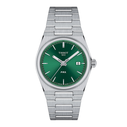שעון TISSOT דגם T1372101108100 לאישה לוח ירוק רצועת פלדת אל-חלד בצבע אפור