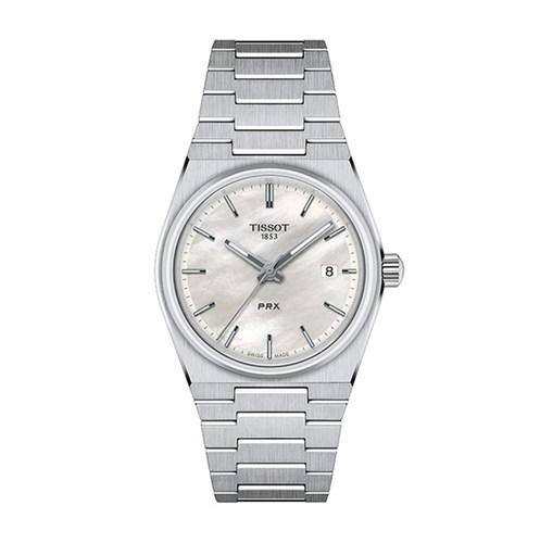 שעון TISSOT דגם T1372101111100 לאישה לוח לבן פנינה רצועת פלדת אל-חלד