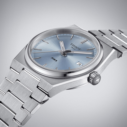 שעון TISSOT דגם T1372101135100 לאישה לוח תכלת רצועת פלדת אל-חלד בצבע אפור – תמונה 3