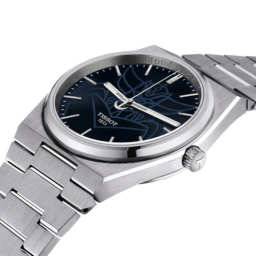 שעון TISSOT דגם T1374071104102 לגבר לוח כחול רצועת פלדת אל-חלד בצבע אפור – תמונה 3
