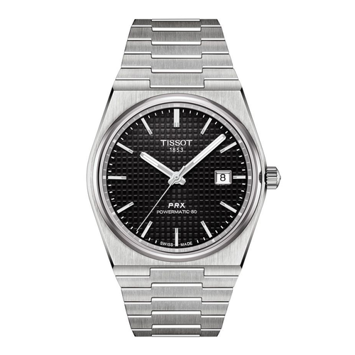 שעון TISSOT דגם T1374071105100 לגבר לוח שחור רצועת מתכת