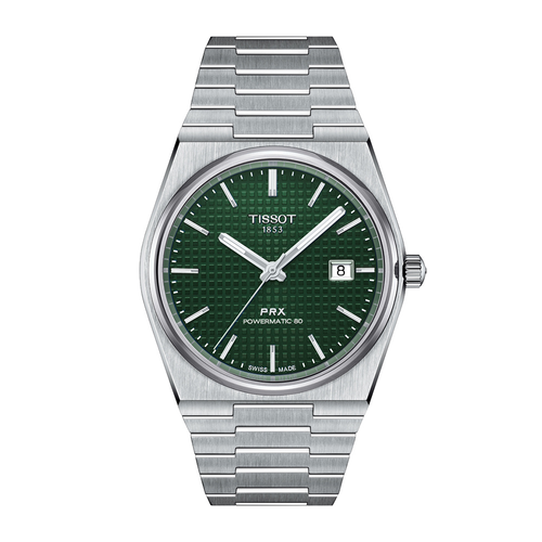 שעון TISSOT דגם T1374071109100 לגבר לוח ירוק רצועת פלדת אל-חלד בצבע אפור