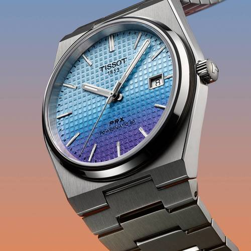 שעון TISSOT דגם T1374071135101 לגבר לוח כחול כהה משולב תכלת רצועת פלדת אל-חלד – תמונה 3