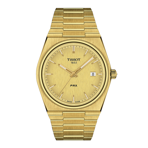 שעון TISSOT דגם T1374103302100 לגבר לוח שמפניה רצועת פלדת אל-חלד בצבע זהב