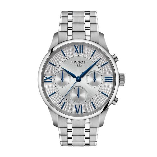 שעון TISSOT דגם T1394621103800 לגבר לוח כסוף רצועת פלדת אל-חלד