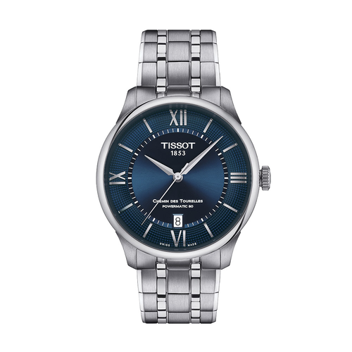 שעון TISSOT דגם T1398071104800 לגבר לוח כחול רצועת פלדת אל-חלד