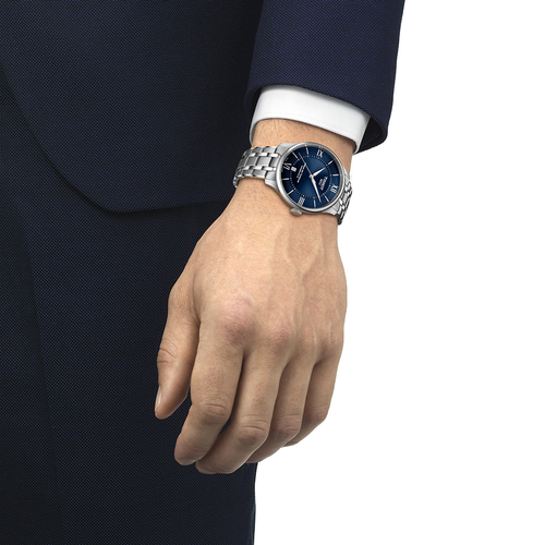 שעון TISSOT דגם T1398071104800 לגבר לוח כחול רצועת פלדת אל-חלד – תמונה 2