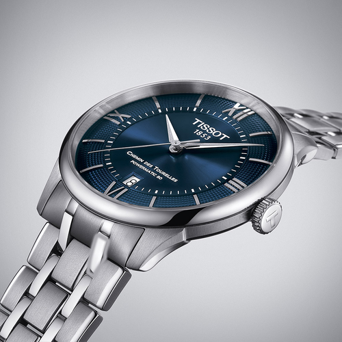 שעון TISSOT דגם T1398071104800 לגבר לוח כחול רצועת פלדת אל-חלד – תמונה 3