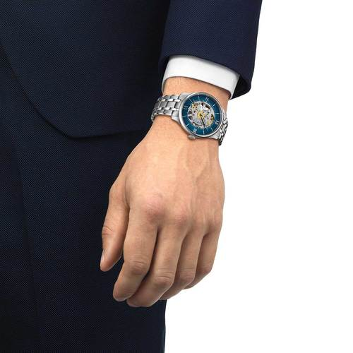 שעון TISSOT דגם T1398361104800 לגבר לוח כחול רצועת פלדת אל-חלד – תמונה 2
