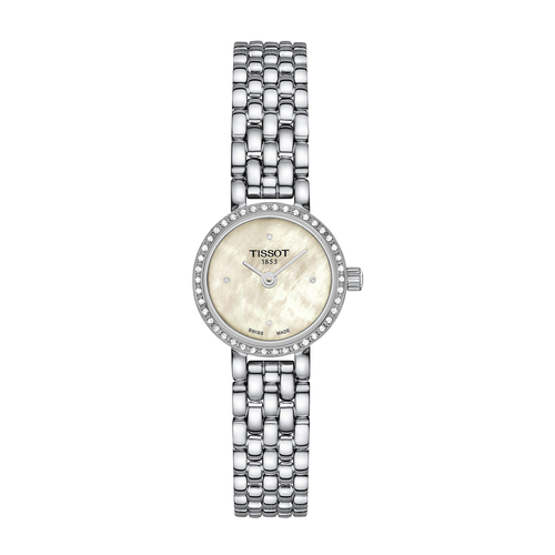 שעון TISSOT דגם T1400096111600 לאישה לוח לבן אם הפנינה רצועת פלדת אל-חלד בצבע אפור