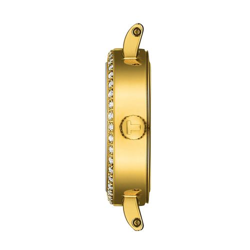 שעון TISSOT דגם T1400096302600 לאישה לוח שמפניה רצועת פלדת אל-חלד בצבע זהב – תמונה 4