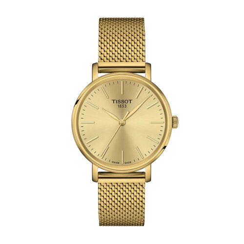 שעון TISSOT דגם T1432103302100 לאישה לוח זהב רצועת מתכת