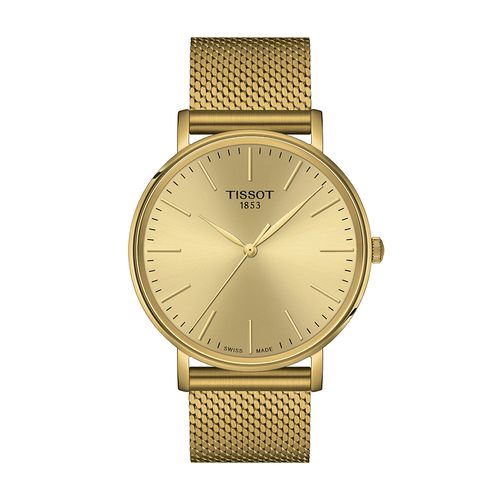 שעון TISSOT דגם T1434103302100 לגבר לוח זהב רצועת מתכת