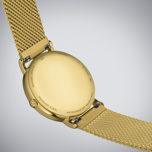 שעון TISSOT דגם T1434103302100 לגבר לוח זהב רצועת מתכת – תמונה 4