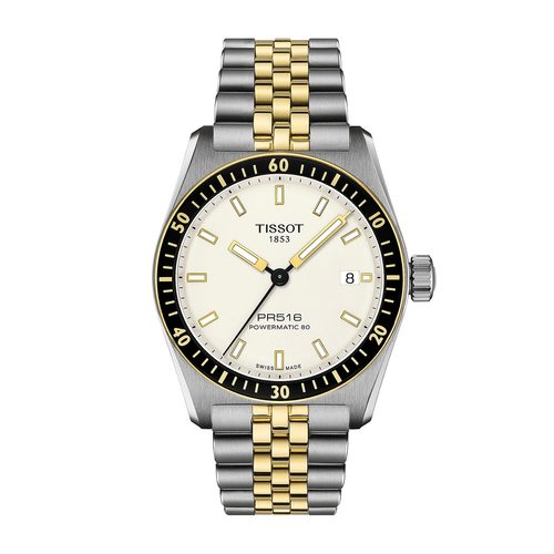 שעון TISSOT דגם T1494072201100 לגבר לוח לבן רצועת פלדת אל-חלד בצבע כסף