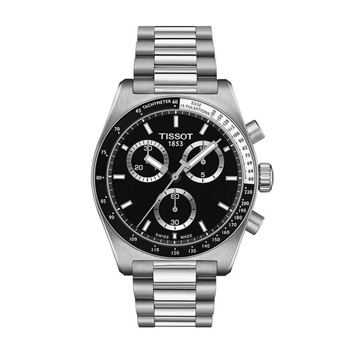 שעון TISSOT דגם T1494171105100 לגבר לוח שחור רצועת פלדת אל-חלד