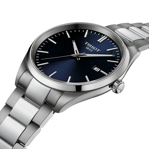 שעון TISSOT דגם T1504101104100 לגבר לוח כחול רצועת פלדת אל-חלד – תמונה 2