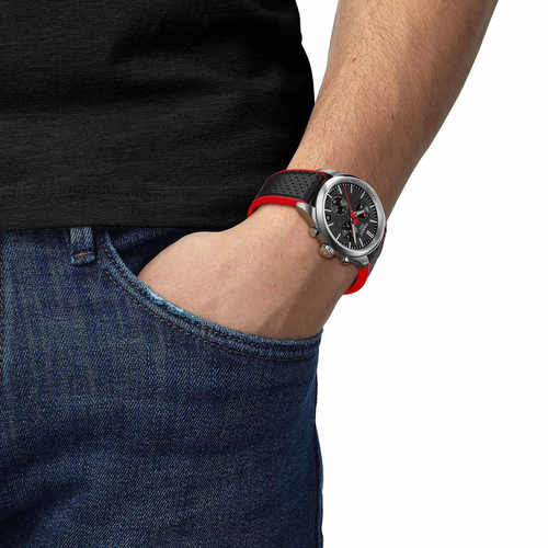שעון TISSOT דגם T1504171105101 לגבר לוח שחור רצועת פלדת אל-חלד – תמונה 4