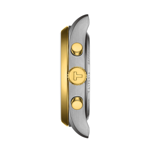 שעון TISSOT דגם T1504172203100 לגבר לוח כסוף רצועת פלדת אל-חלד בצבע זהב – תמונה 3