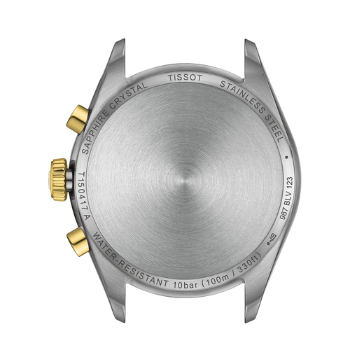 שעון TISSOT דגם T1504172203100 לגבר לוח כסוף רצועת פלדת אל-חלד בצבע זהב – תמונה 4