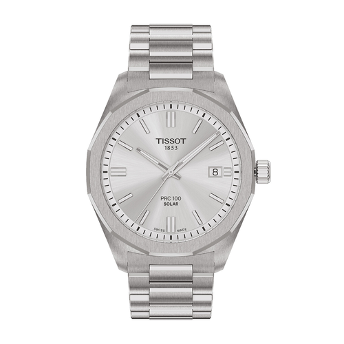 שעון TISSOT דגם T1514221103100 לגבר לוח כסף רצועת פלדת אל-חלד בצבע כסף