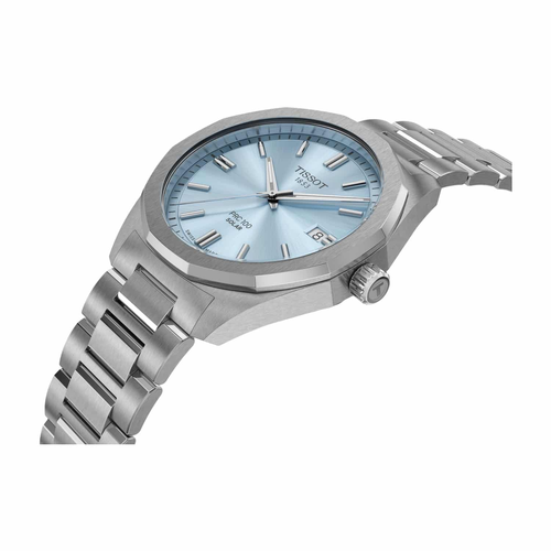 שעון TISSOT דגם T1514221135100 לגבר לוח תכלת רצועת פלדת אל-חלד בצבע כסף – תמונה 2