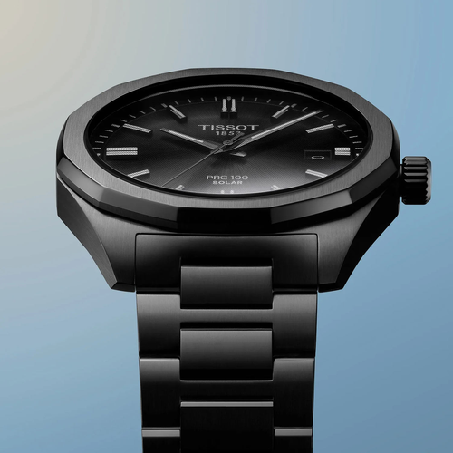 שעון TISSOT דגם T1514223305100 לגבר לוח שחור רצועת פלדת אל-חלד בצבע שחור – תמונה 5