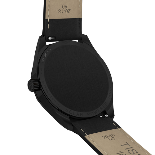 שעון TISSOT דגם T1514223605100 לגבר לוח שחור רצועת עור בצבע שחור – תמונה 3