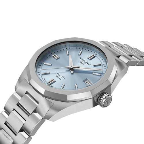 שעון TISSOT דגם T1518221135100 לאישה לוח תכלת רצועת פלדת אל-חלד בצבע כסף – תמונה 2