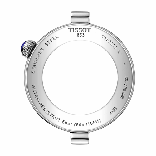 שעון TISSOT דגם T1522231149300 לאישה לוח כחול רצועת פלדת אל-חלד בצבע כסף – תמונה 3