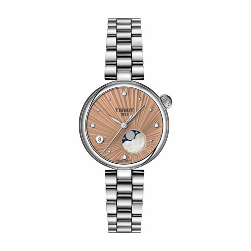 שעון TISSOT דגם T1522231154600 לאישה לוח בז׳ רצועת פלדת אל-חלד בצבע כסף