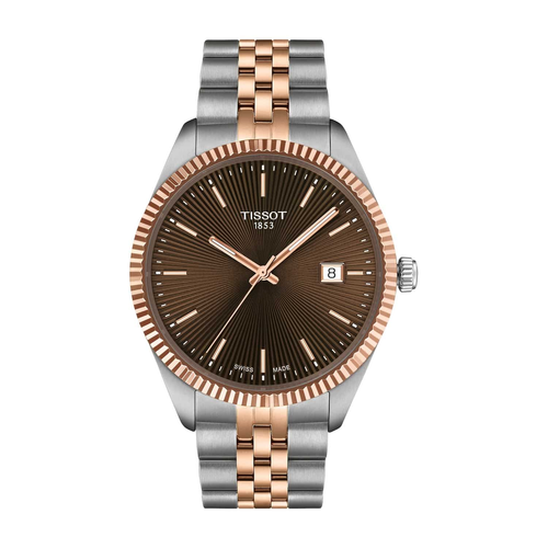 שעון TISSOT דגם T1564102229101 לגבר לוח חום רצועת פלדת אל-חלד