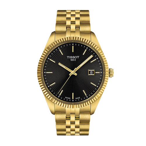 שעון TISSOT דגם T1564103305100 לגבר לוח שחור רצועת פלדת אל-חלד